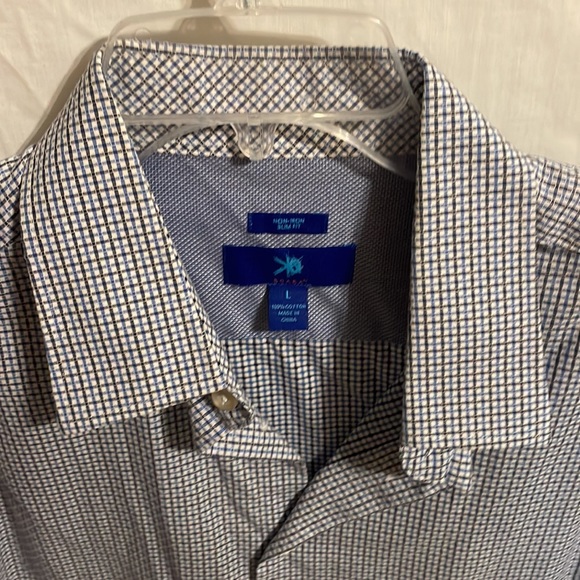 Egara Men’s Blue Striped Light Searsucker Button Up Dress Shirt Size Large Slim - Picture 3 of 12
